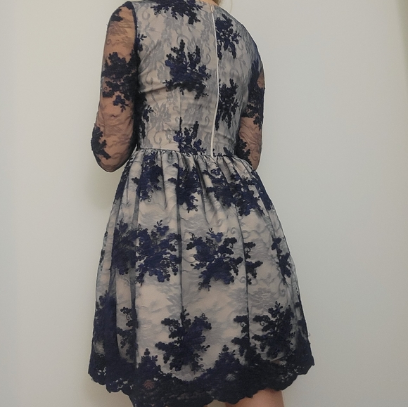 Royal blue Emo mesh and lace special event dress - Picture 4 of 10